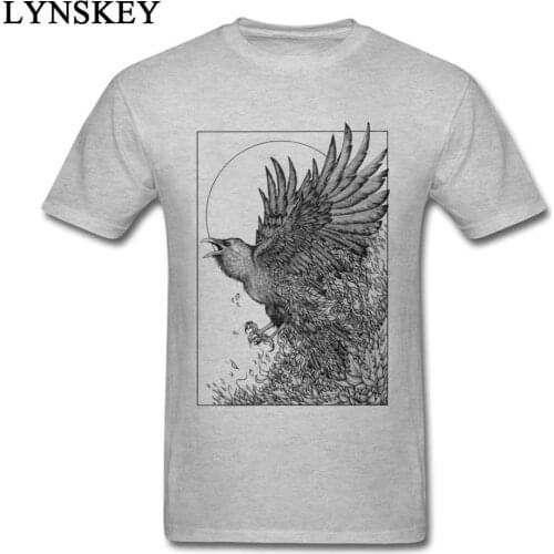 Fashion 2017 Cool Raven Born From Chaos Retro Painting T-shirt Design Tops Tees For Men Cotton Fabric