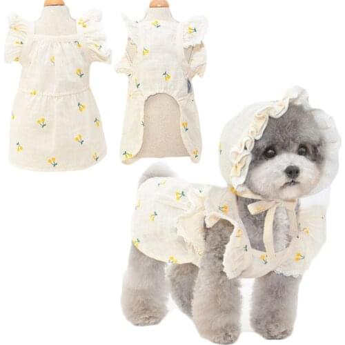 Fashion Summer Dog Dress Cherry Pattern Pet Clothes Princess Dog Dress Skirt For Weeding Party Pets Clothing Apparel Chihuahua L