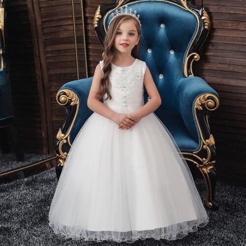 New Princess Kids Dresses For Girls Clothing Flower Party Girls Dress Elegant Long Wedding Dress For Girl Clothes