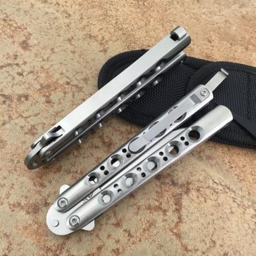 THEONE Butterfly Knife Trainer Knife BM31 Channel 18CM 440C Blade Steel Handle Pocket Tactical Survival Tool Knife