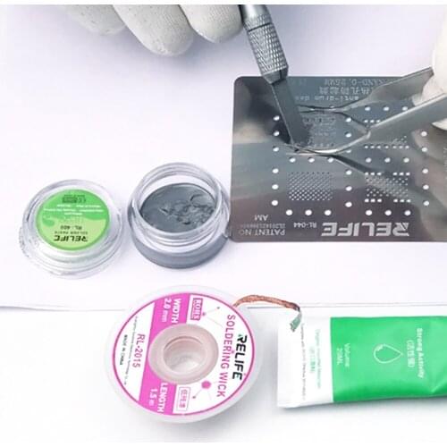 RL-058 3 in 1 chip soldering set BGA flux soldering tin absorption wire tin absorption tin paste solder paste noclean solder oil