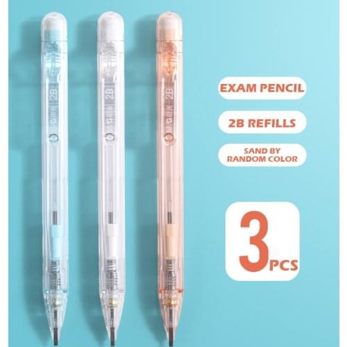 M&G 3pcs/lot 2B Transparent Exam Mechanical Test Pencil 1.8*0.9mm Pencil Refills Automatic Pencil for Woodworking Exams Drawing