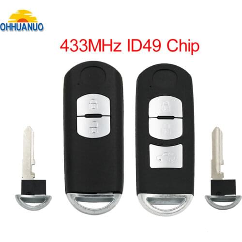 2/3 Button New Uncut Smart Remote Key 433MHz With 49 Chip For Mazda 3 6 CX-4 CX-5 MX-5 CX-7 Artz SKE13E-01