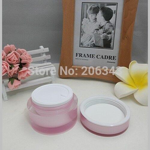 50G Pink acrylic cylinder-shape cream bottle,cosmetic container,,cream jar,Cosmetic Jar,Cosmetic Packaging