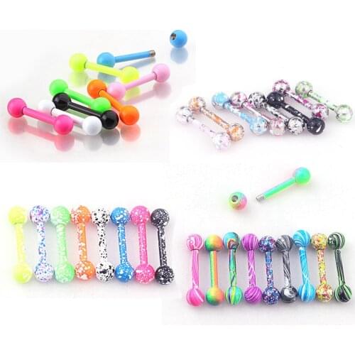 10PC/Lot Mixed Color Stainless Steel Ear Bone Nails Coating Stud Earring Small Ball Screws Small Earrings Piercing Body Jewelry