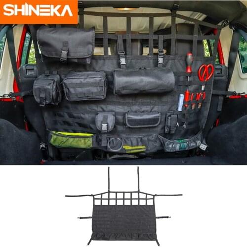 SHINEKA Stowing Tidying For Jeep Wrangler JK JL 2007-2018+ Car Trunk Pet Isolation Net Storage Bag For Jeep Wrangler Accessories