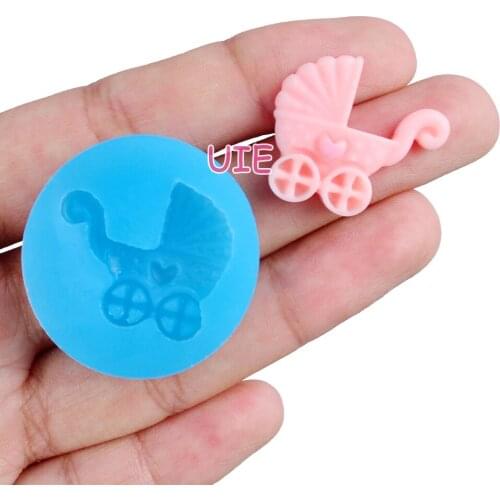 FYL344U 23.2mm x 20.9mm Stroller Silicone Mold Fondant Cake Decoration Candy Resin Clay Earrings Necklace Craft Soap Candle