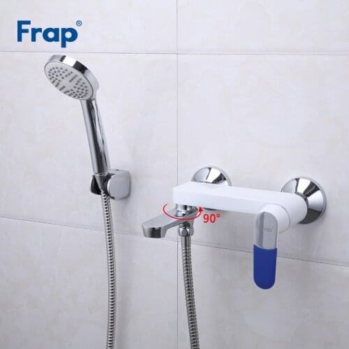 Frap Bathroom Shower Faucet set white spray painting and chrome bath shower water mixer tap faucets bathtub faucets shower head