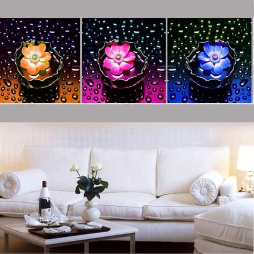 Triptych orchid flower and stone,5D New Mosaic Diy Diamond Painting Embroidery Square Drill Rhinestone Cross Stitch Kits ZC111
