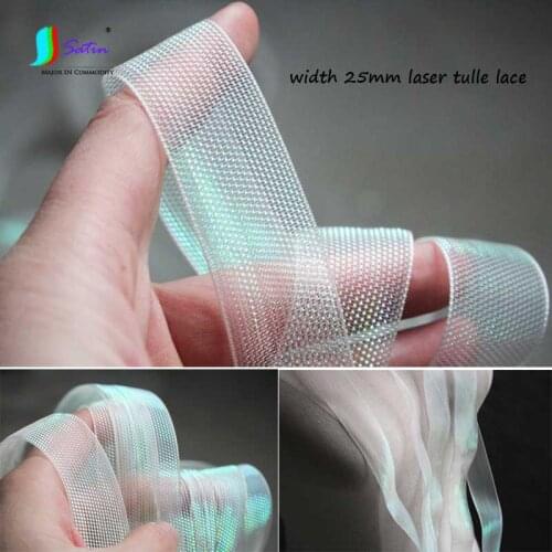 Gift Box Packing,Fashion Clothes Sew Edge Decoration,Handmade Material Width 25MM Holographic Tulle Lace S0052H