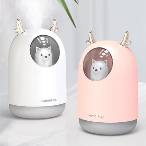 Home Appliances USB Humidifier 300ml Cute Pet Ultrasonic Cool Mist Aroma Air Oil Diffuser Romantic Color LED Lamp Humidificador