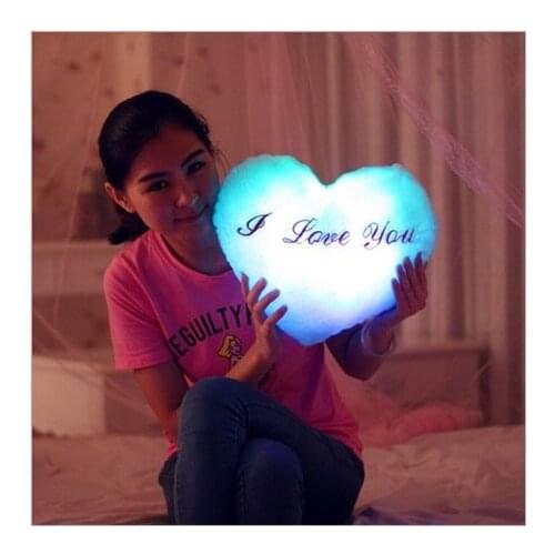 Excellent Creative Novelty Colorful Dream Heart Star Luminous Pillow Plush Toy Gift