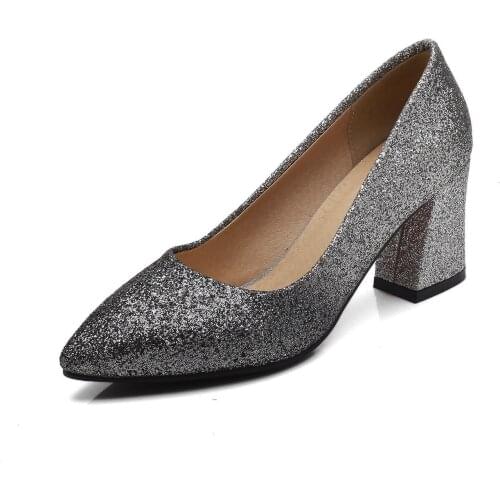 In the spring and autumn fashion thick with high with shallow mouth sequins light pointed mouth