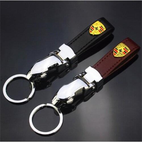 High Quality leather & Stainless steelcorium car keychain metal key chain ring with New style