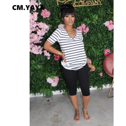 2020 Summer Women Two Pieces Sets Tracksuits Striped Print Tops Shorts Suit Sporty Fitness Night Club 2 Pcs Outfit GL3186