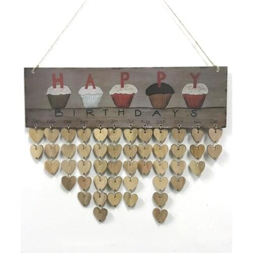 1PCS Wood Birthday Calendar Stylish Wood Reminder Board Ply Plaque Sign Family And Friends Calendar For Home Decor