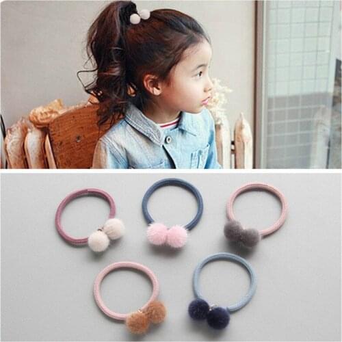 1 PCS New Cute Double Hair Ball Children Hair Ropes Elastic Rubber Hair Band Baby Headwear Kids Headdress Girls Hair Accessories