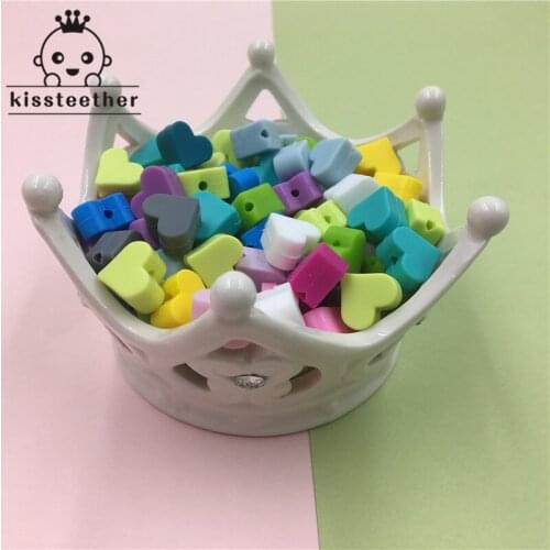 Silicone Beads Love-heart Shape 10pcs 14mm Food Grade Teether BPA Free Ecofriendly Beads Bracelet Diy Jewelry Baby Teether