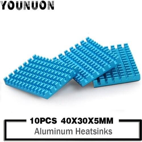 10PCS YOUNUON 30*40*5mm Blue Aluminum profile heat sink chip IC CPU Router memory PCB board Electronic coolerHeatsink 30x40x5mm