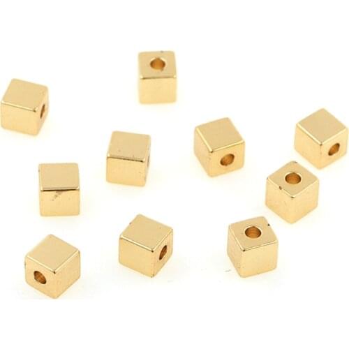 10PCS Gold Cube Spacer Beads Small Hole Square Copper Seed Beads For Bracelet DIY Jewelry Making Accessories