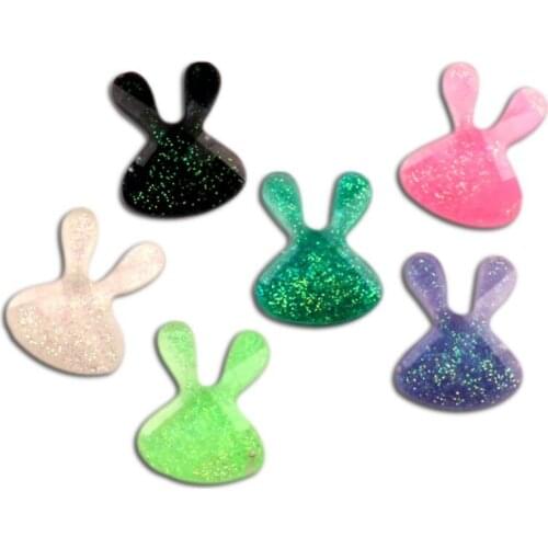 100Ps Mixed Resin Bling Rabbit Head Decoration Crafts Flatback Cabochon Scrapbooking For Embellishments Kawaii Diy Accessories