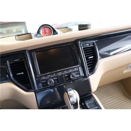 Carbon Fiber ABS Car GPS Navigation Cover Trim Frame Deocration Car Sticker For Porsche Macan 2014-2020