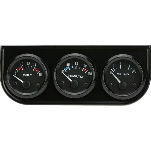 Best Sale 52mm Electronic Triple Gauge Kit Oil Pressure Water Temperature Gauge Voltmeter 3 in 1 Car Motorcycle Meter
