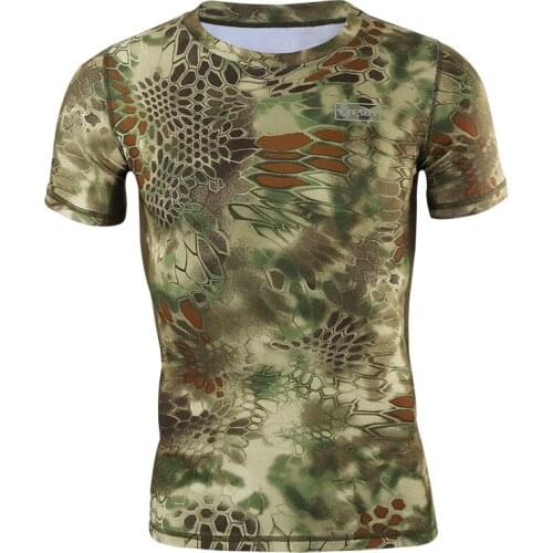 Tactical T-Shirt Men Quick Dry Breathable Tights Camouflage T-Shirt Outdoor Hiking Camping Summer Short Sleeves Fitness Tees