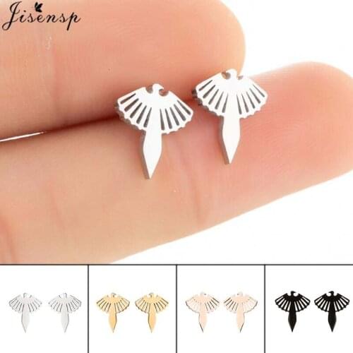 Jisensp Classic Flying Eagle Stainless Steel Earrings Vintage Eagle Wing Stud Earrings Amulet Jewelry for Women Men Best Gift
