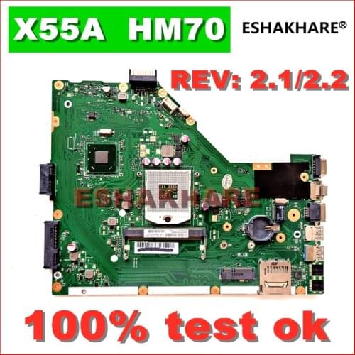 NEW! ESHAKHARE X55A Motherboard REV.2.1/2.2 HM70 For ASUS X55A Laptop motherboard X55A Mainboard X55A Motherboard 100% test OK
