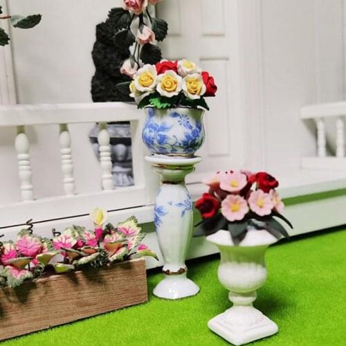 Dollhouse Miniature 1:12 DIY Garden Rome ceramics Flower Pot Exterior Decoration 1:12 Model Miniature Dollhouse Furniture