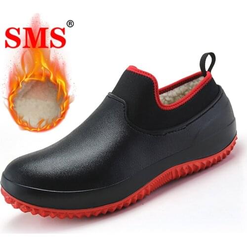 SMS Men Shoes Kitchen Working Shoes Add Cotton Non-slip Waterproof Chef Shoes Casual Unisex Work Shoes Water Shoes Cotton Boots