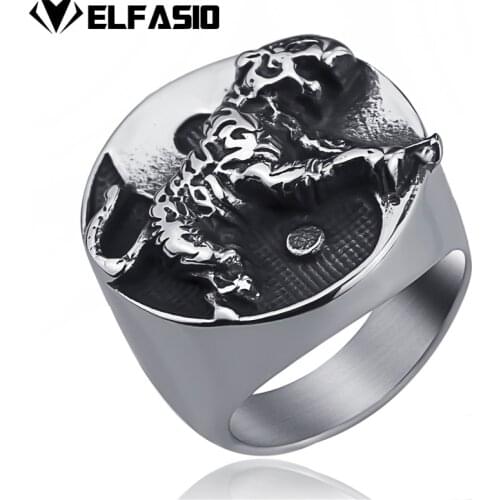 Mens Tiger Yin and yang tai chi Chinese Style Stainless Steel Ring Fashion Jewelry US Size 8-13