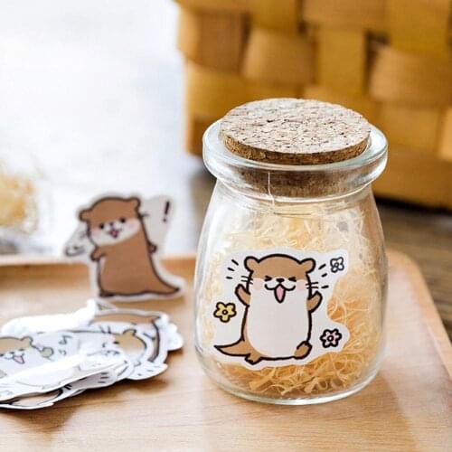 45Pcs Cute Animal Otter Scrapbooking Stickers DIY Diary Album Stationery Decor Self-adhesive Cute Otter Pattern DIY Decal