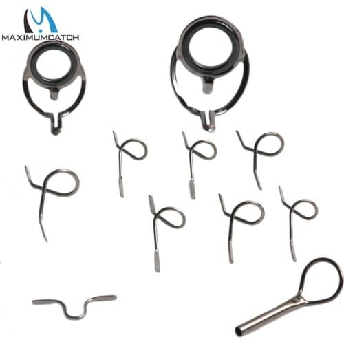 Maximumcatch 9ft 4wt to 10wt 11Pcs Fly Rod Guides Set Titanium/Chrome Tip Hook Fly Fishing Accessory