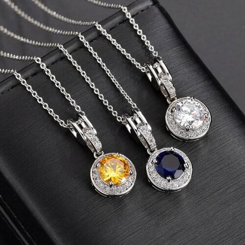 OMCS2 925 sterling silver necklace AAA grade zircon crystal inlaid necklace girl birthday gift