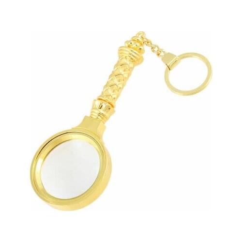 Gold Tone Metal Frame 42mm Dia.Lens Magnifier Magnifying Glass Keyring
