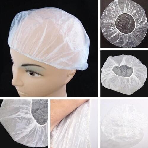 10/50/100pcs Transparent Disposable Shower Cap Elastic Shower Hats Hotel One-Off Elastic Shower Bathing Cap Clear Salon Spa Hat