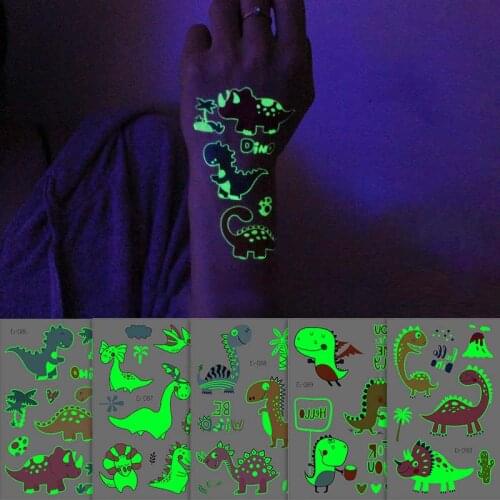Christmas Luminous Tattoos Stickers Glow In The Dark Waterproof Temporary Cute Tattoos For Children Body Art Mermaid Sticker