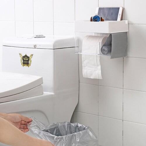Tissue Box Toilet Bathroom Draw Roll Tube Paper Garbage Bags Wall Suction Storage Rack Tray Sanitary Napkin Pads Storage