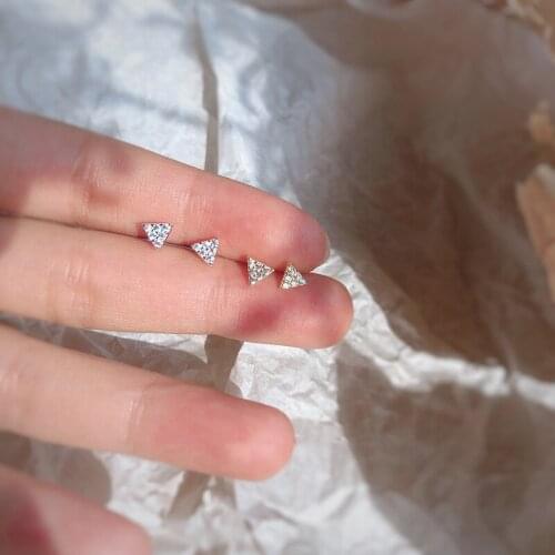 New Korean Stud Earrings For Women Shiny Zircon Triangle Geometric Ear Partner Fashion Student Party Female Jewelry Accessories