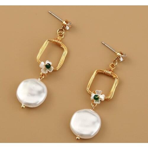 Korean Elegant Pearl Flower Petal Tassel Drop Earrings For Women Students Fashion Party Pendientes Jewelry