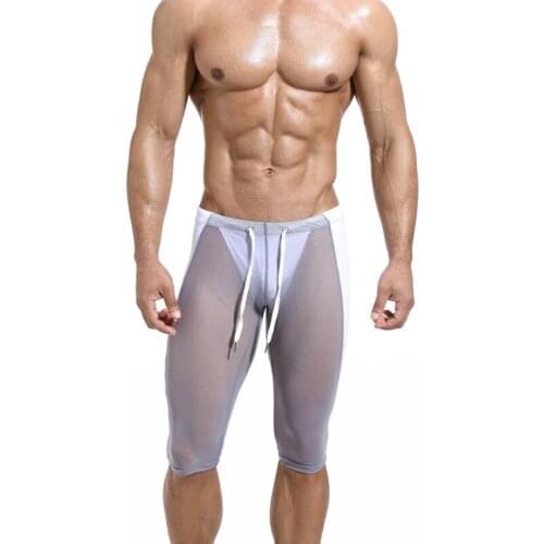 Men Sheer Base Layer Shorts Compression Sports Stretch Underwear See Through Running Tight Fitness Short Trouser Capris Homewear