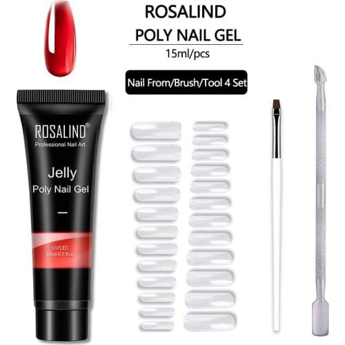 ROSALIND Poly Nail Gel Kit 15ml UV Poly Nail Gel Polish Quick Building Vernis Semi Permanent Nail Gel Set Long Lasting Extension