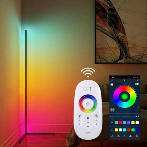 Corner Floor Lamp RGB with Remote BT APP Control LED Rod Floor Lamps For Living Room Bedroom Indoor Atmosphere Standing Light