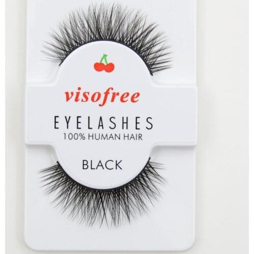Visofree False Eyelashes Black 3D Eyelashes Hand Made Full Strip Lashes Human Hair Crisscross Eye Lashes #14