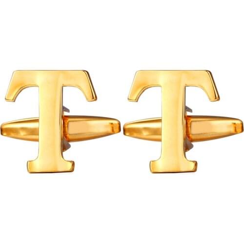 Alphabet T-Z Shape Cufflinks For Mens yellow Gold/Silver Color Cuff Links High Quality Men Cuff link Jewelry C305