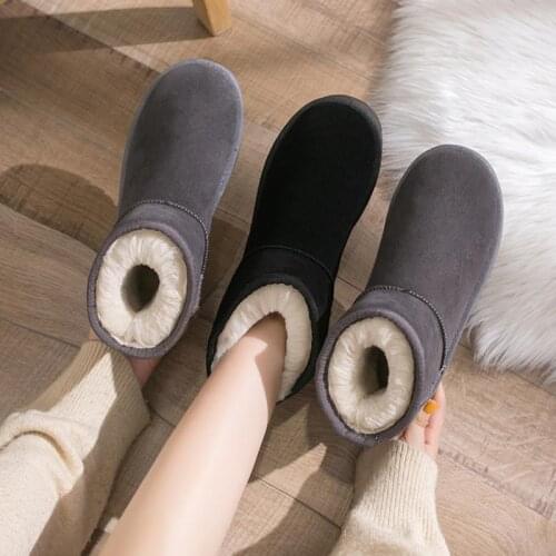 Shoes Women Snow Boots Woman Thickened and Velvet Autumn Winter Pedal Cotton Shoes Non-slip Flat Bottom Short Tube To Keep Warm