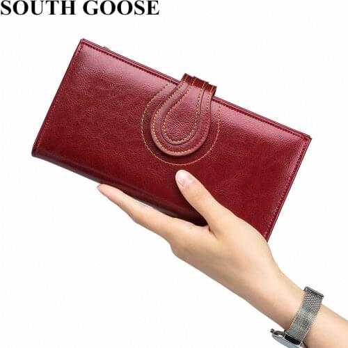 Womens Wallet Split Leather Long Purse Female Clutches Money Bag Large Capacity Handy Passport Wallet For Phone Card Holder