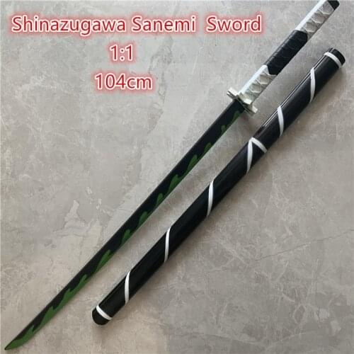 1:1 Demon Slayer Sword Weapon Cosplay Kimetsu no Yaiba Shinazugawa Sanemi Green Sowrd Ninja Knife Prop Model Toy 104cm